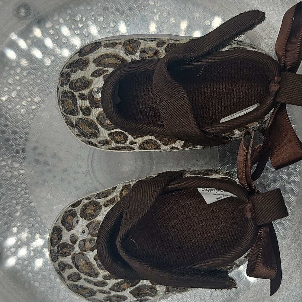 H Newborn 3 To 6 Mos Cheetah Sparkly Cute Mary Janes - Picture 8 of 8